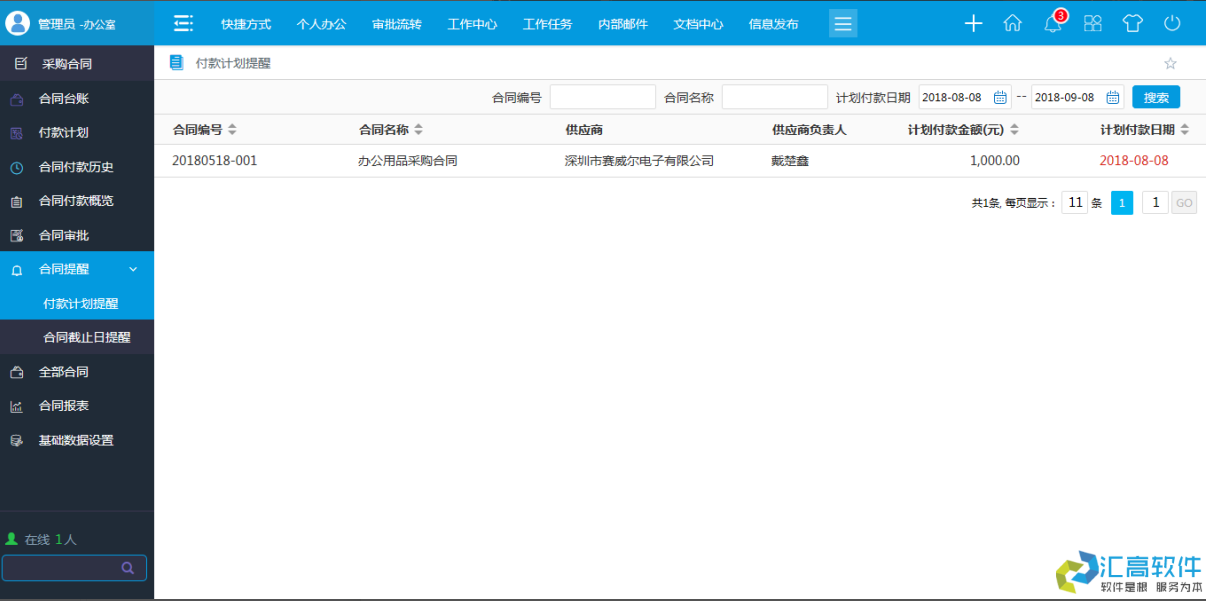 OA功能介紹:合同管理系統(tǒng)之采購(gòu)合同模塊的功能 OA功能介紹:合同管理系統(tǒng)之采購(gòu)合同模塊的功能
